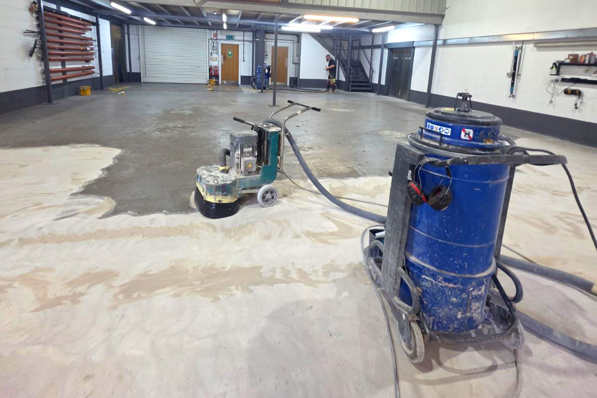 Diamond grinding of the original floor at Brook Miller in Elland