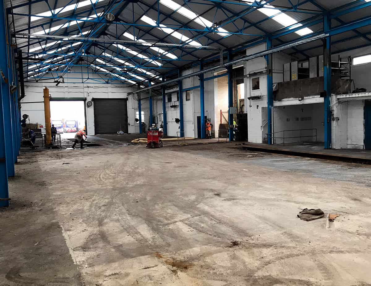 Garage floor at Collett in disrepair